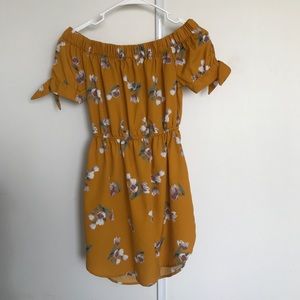 Yellow floral off shoulder dress